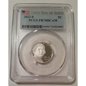 2022 S Jefferson Nickel Proof PR70 DCAM PCGS First Day of Issue